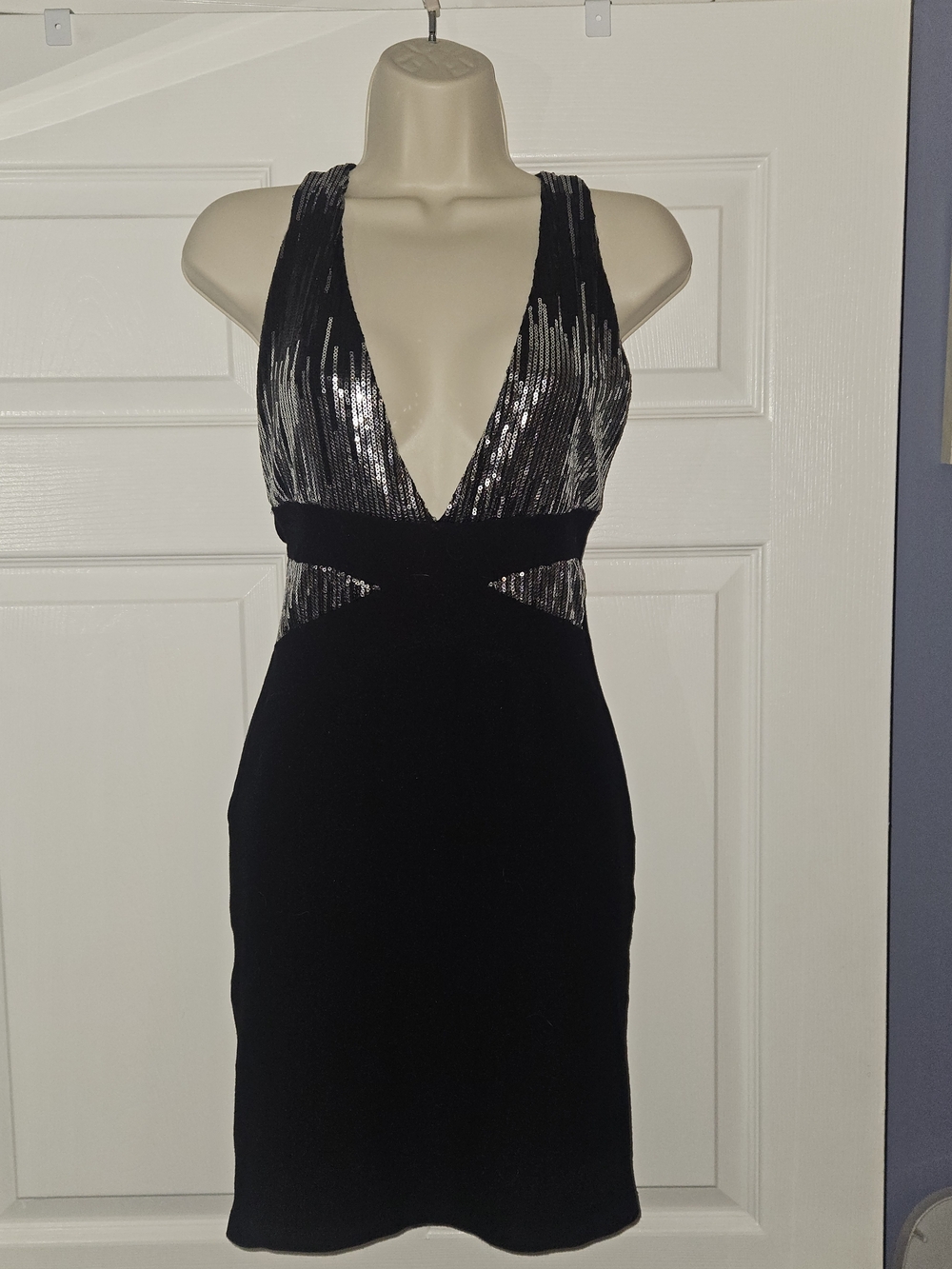 Sabora Black Mini Dress with Silver Sequin Bodice